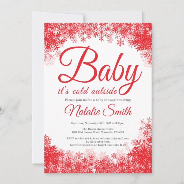 Invitation Bébé son froid à l'extérieur du Baby shower de flo (Devant)