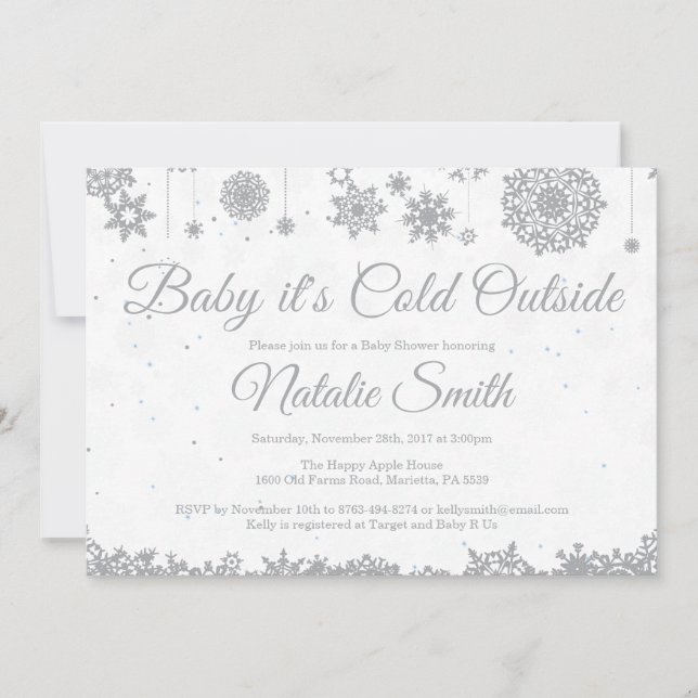 Invitation Bébé son froid à l'extérieur du Baby shower de flo (Devant)