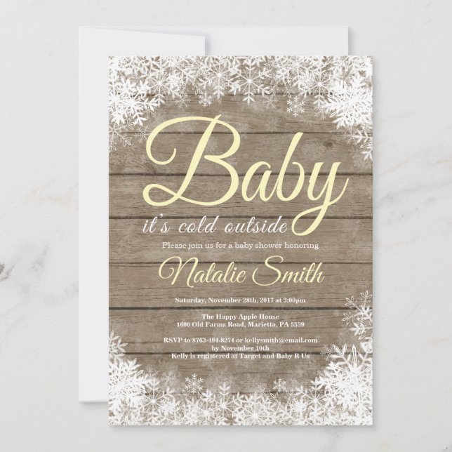 Invitation Bébé son froid à l'extérieur du Baby shower de flo (Devant)