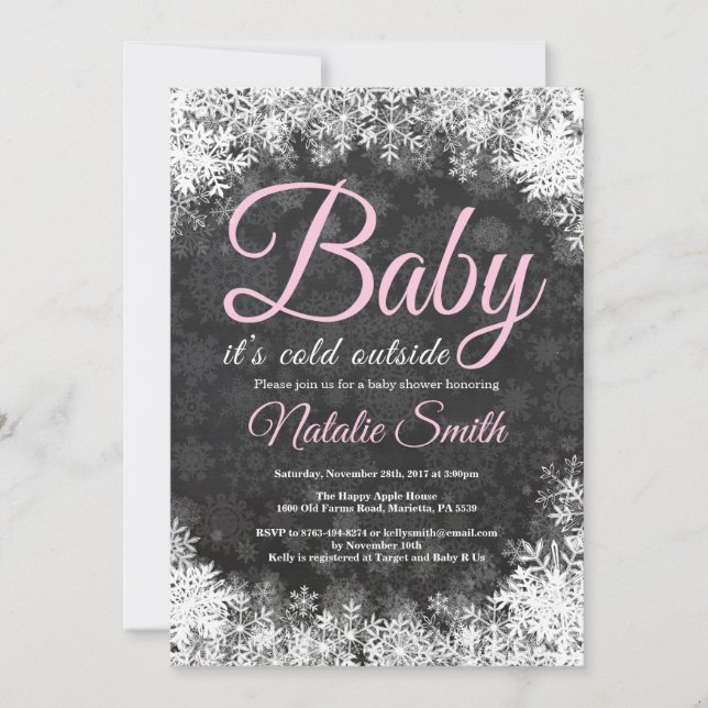 Invitation Bébé son froid à l'extérieur du Baby shower de flo (Devant)