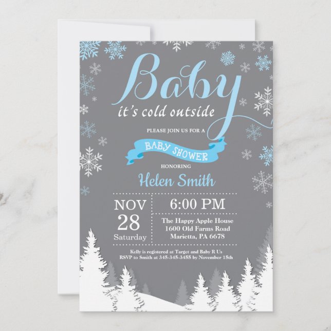 Invitation Bébé son froid à l'extérieur du Baby shower de gar (Devant)