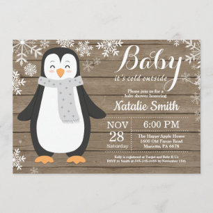 Invitation Bébé son froid à l'extérieur du Baby shower de pin