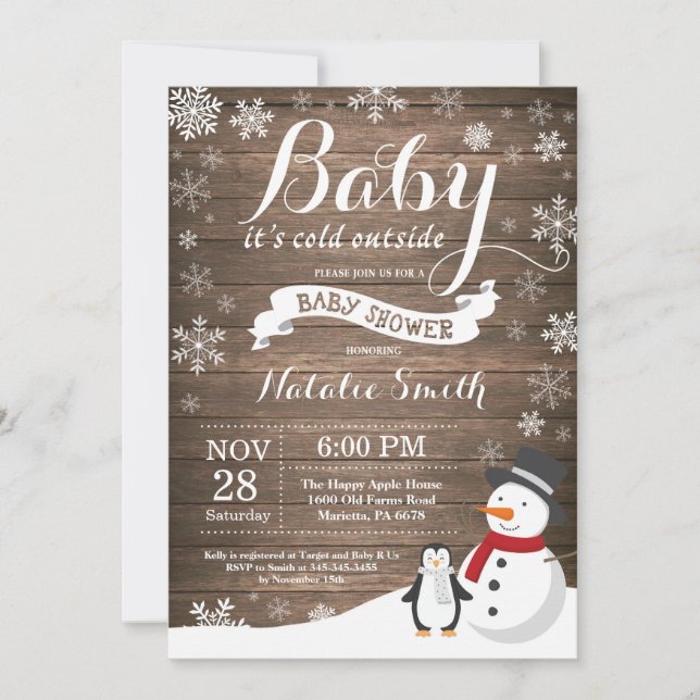 Invitation Bébé son froid à l'extérieur du Baby shower d'hive (Devant)