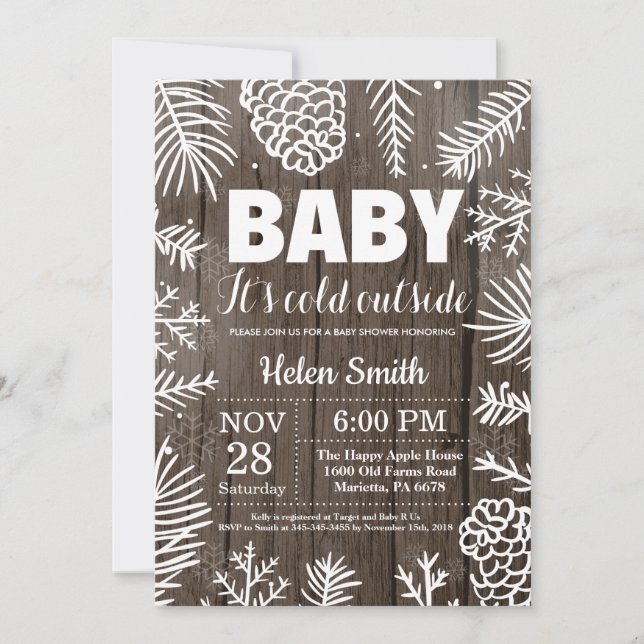 Invitation Bébé son froid à l'extérieur du Baby shower d'hive (Devant)