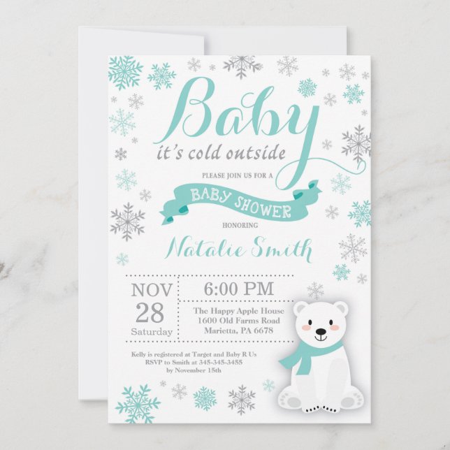 Invitation Bébé son froid à l'extérieur du Baby shower d'hive (Devant)