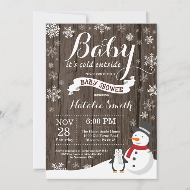 Invitation Bébé son froid à l'extérieur du Baby shower d'hive (Devant)