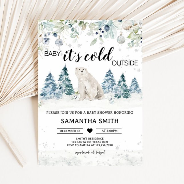 Invitation Bébé son froid à l'extérieur du Baby shower d'ours (Polar Bear Baby Shower Invitation)