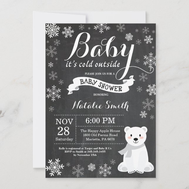 Invitation Bébé son froid à l'extérieur du Baby shower d'ours (Devant)