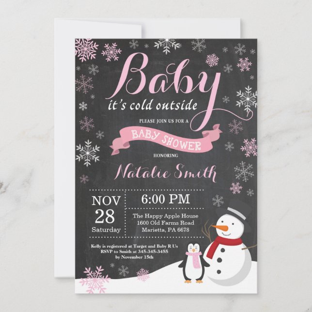 Invitation Bébé son froid à l'extérieur du Baby shower fille  (Devant)