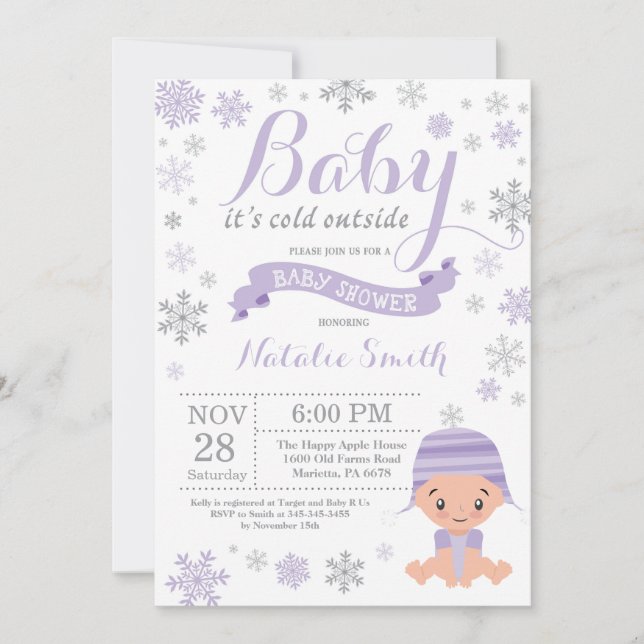 Invitation Bébé son froid à l'extérieur du Baby shower fille  (Devant)
