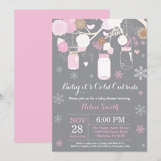 Invitation Bébé son froid à l'extérieur du Baby shower Mason  (Devant / Derrière)
