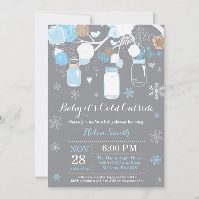 Invitation Bébé son froid à l'extérieur du Baby shower Mason  (Devant)