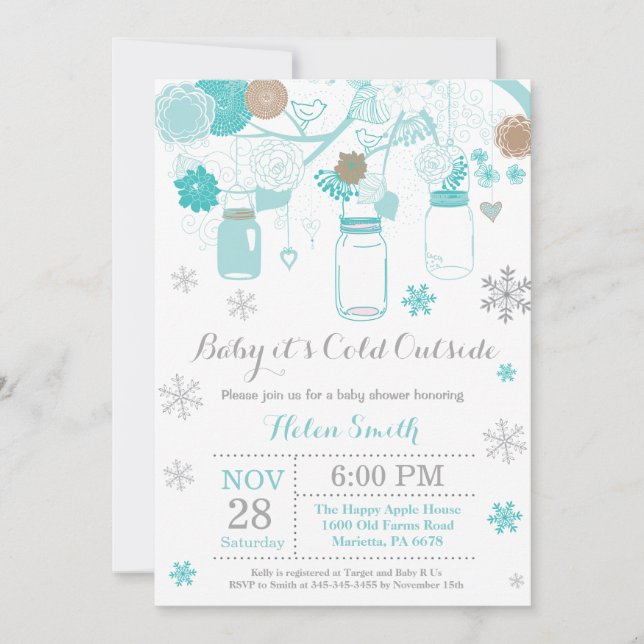 Invitation Bébé son froid à l'extérieur du Baby shower Mason  (Devant)