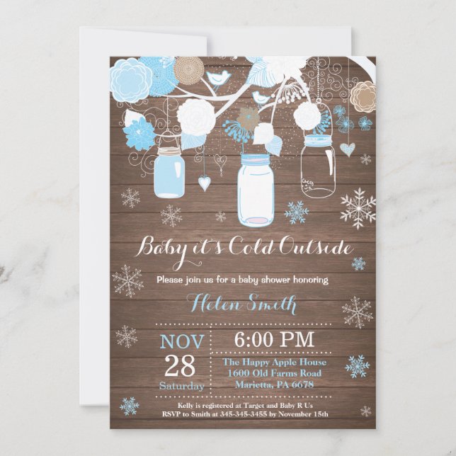 Invitation Bébé son froid à l'extérieur du Baby shower Mason  (Devant)