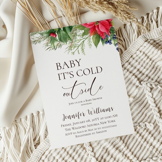 Invitation Bébé son froid dehors Baby shower d'hiver À feuill (Créateur téléchargé)