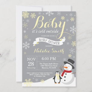 Invitation Bébé son froid dehors Baby shower d'hiver Jaune