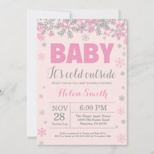 Invitation Bébé son froid dehors Baby shower fille hiver