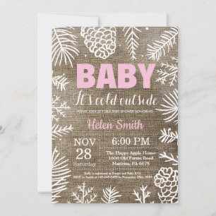 Invitation Bébé son froid dehors Baby shower fille hiver