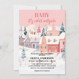 Invitation Bébé son froid dehors fille baby shower d'hiver
