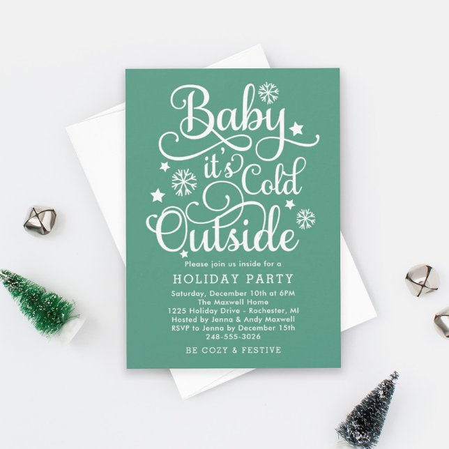 Invitation Bébé son froid dehors Green Holiday Party (Créateur téléchargé)