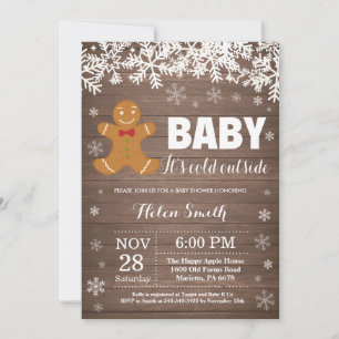 Invitation Bébé son froid dehors pain d'épices Baby shower ho