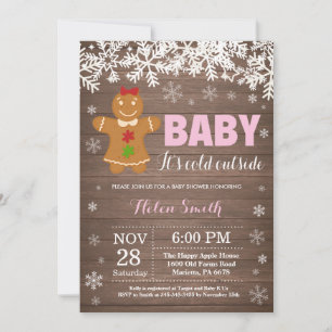 Invitation Bébé son froid dehors pain d'épices Baby shower ho