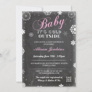 Invitation Bébé son froid dehors rose fille Baby shower Invit