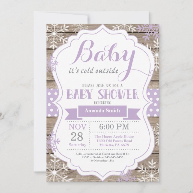 Invitation Bébé son froid en dehors de l'hiver Baby Girl Show (Devant)