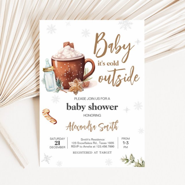 Invitation Bébé son froid en dehors du Baby shower de cacao c (Baby Its Cold Outside Baby Shower Invitation)