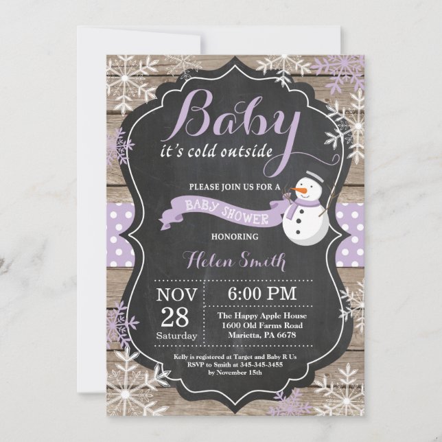 Invitation Bébé son froid en dehors du Baby shower de neigeus (Devant)