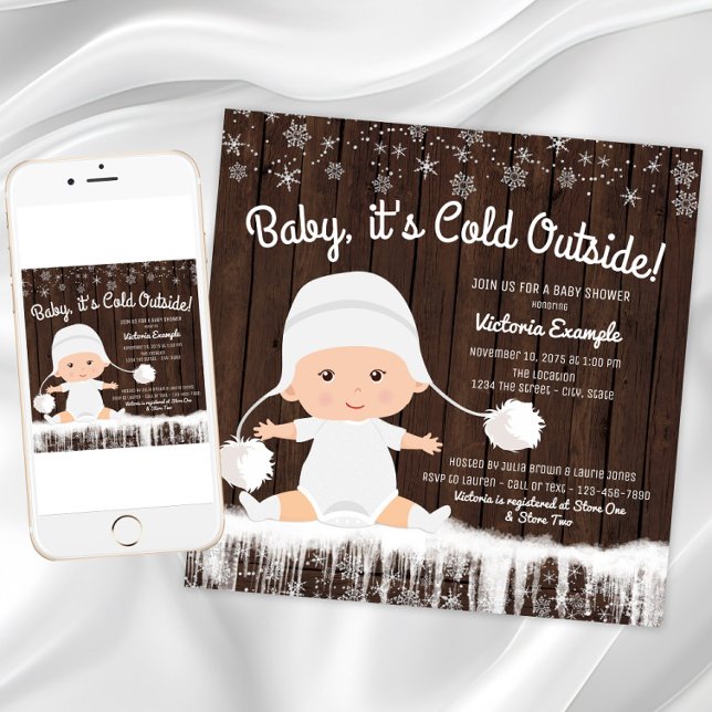 Invitation Bébé son froid extérieur Baby shower de neige Invi (Baby its cold outside winter invitation. Instant download and printed invitations available.)