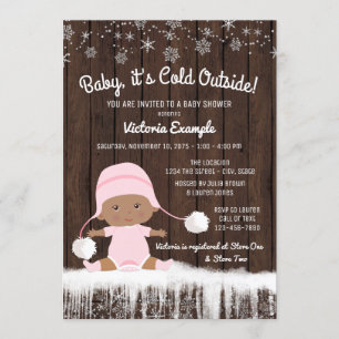 Invitation Bébé son froid extérieur filles Baby shower d'hive