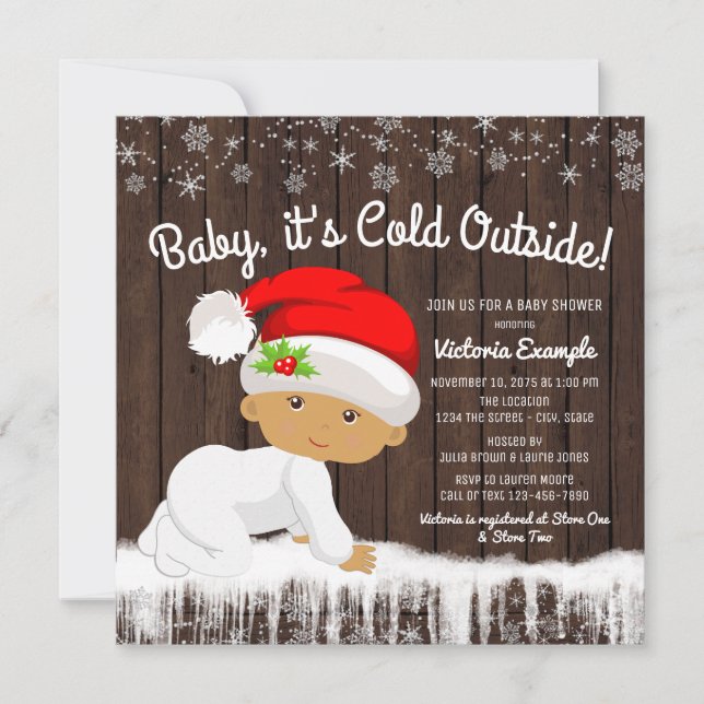 Invitation Bébé son froid extérieur garçons Baby shower de No (Devant)