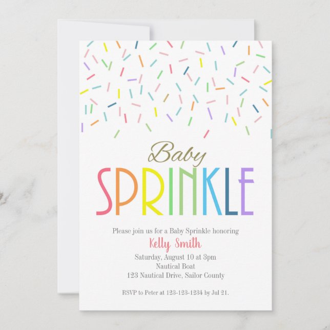 Invitation Bébé Sprinkle, Bébé Garçon, Rainbow Shower Invit (Devant)
