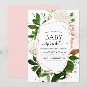 Invitation Bébé Sprinkle Douche Verdure Botanique Géométrique