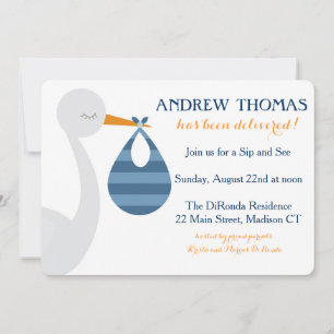 Invitation bébé Stork / Faire-part bébé