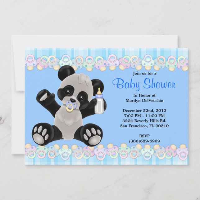 Invitation Bébé sucré et sucré Baby shower à l'ours de panda (Devant)