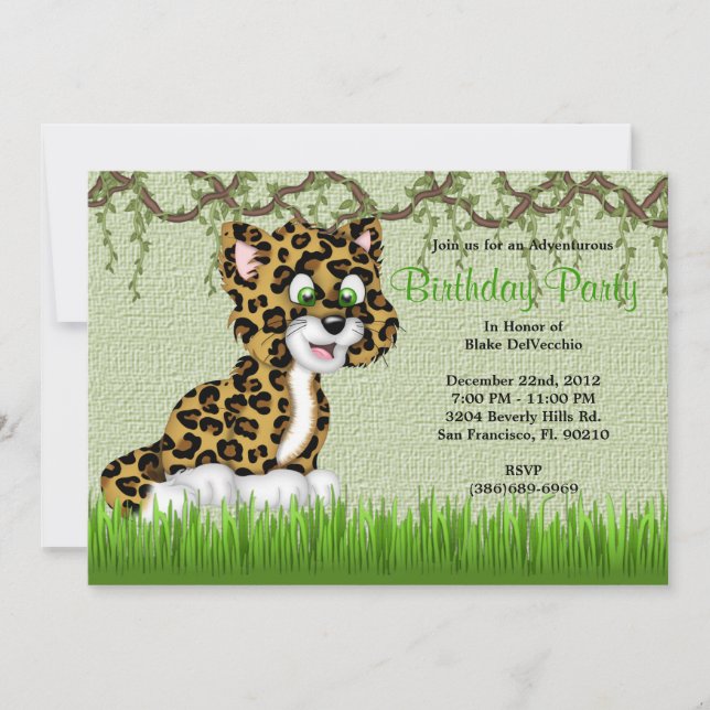 Invitation Bébé sucré et sucré Cheetah Vine l'anniversaire de (Devant)