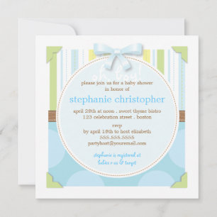 Invitation Bébé sucré Grèves et Baby shower à points Polka