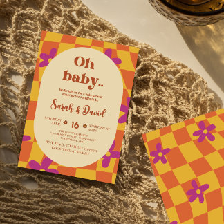 Invitation Bébé super | thème les années 70| Baby shower Flor