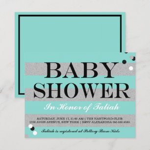 Invitation BÉBÉ Turquoise Blue & Silver Shower Party