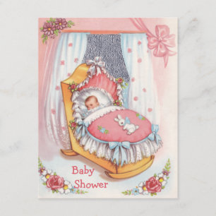 Invitation Bébé vintage mignon dans le baby shower de rose de