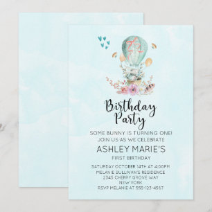 Invitation Bébé Whimsical dans un ballon fête d'anniversaire