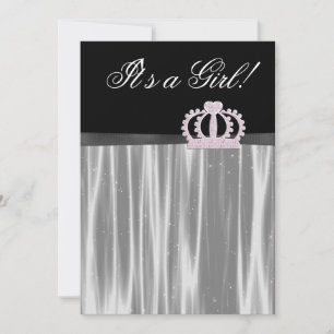 Invitation Bébée noire rose Douche princesse