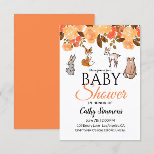 Invitation Bébés animaux en bois mignons   BABY SHOWER