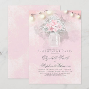 Invitation Bébé's Breath and Pink Roses Party