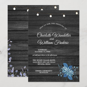 Invitation Bébé's Breath Mason Jar Rustic Wood Mariage Invita