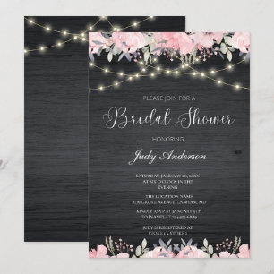 Invitation Bébé's Breath Pot Mason Rustique Bois Mariage
