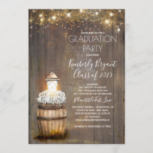 Invitation Bébé's Breath Rustic Lantern Pays Graduation