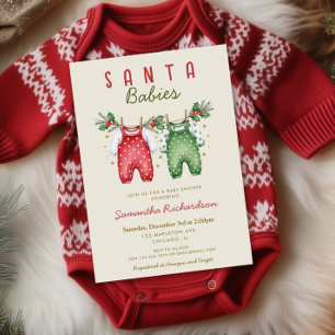 Invitation Bébés de Noël de Santa jumeaux shower bébé